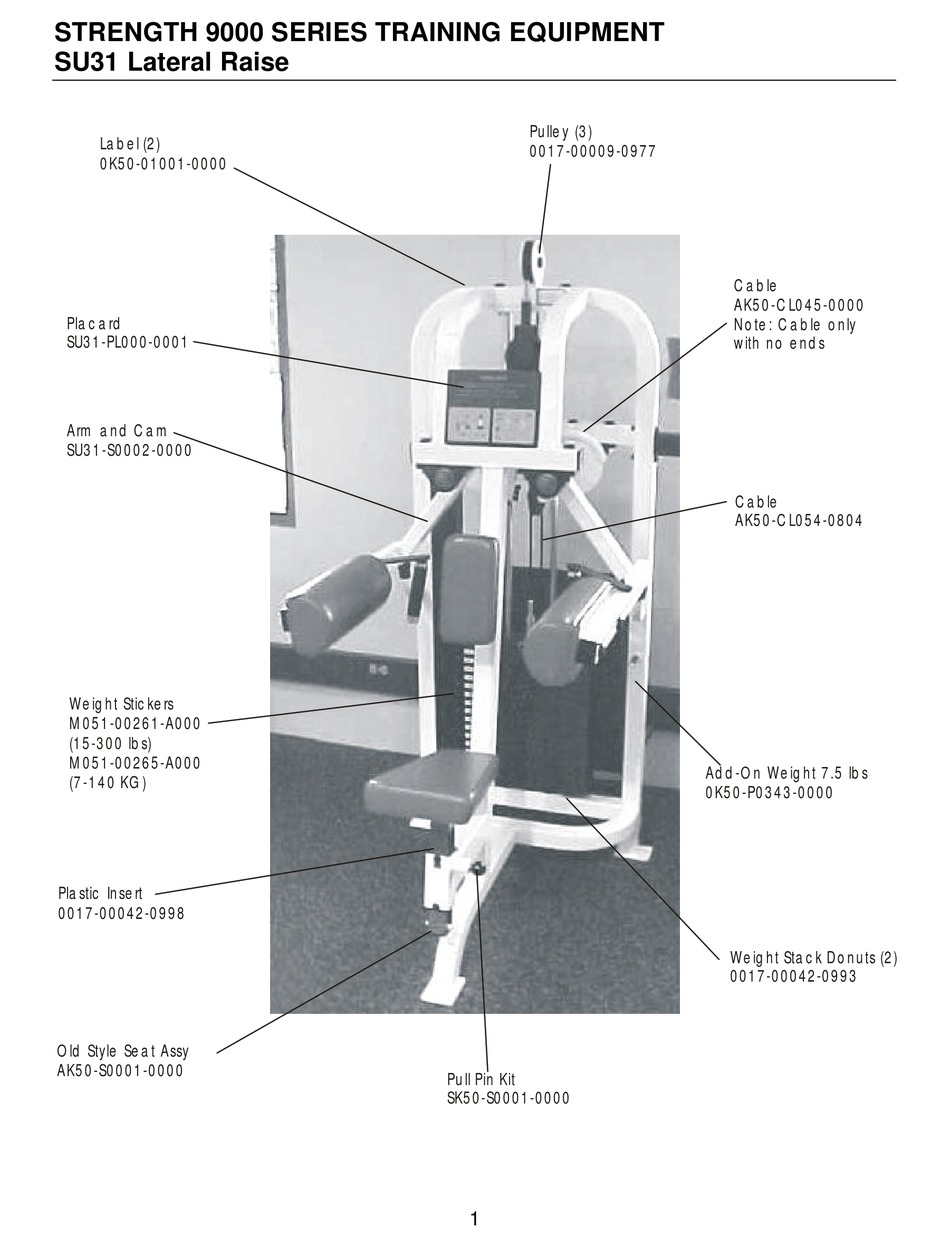 LIFE FITNESS SU31 ASSEMBLY & PARTS LIST Pdf Download ManualsLib