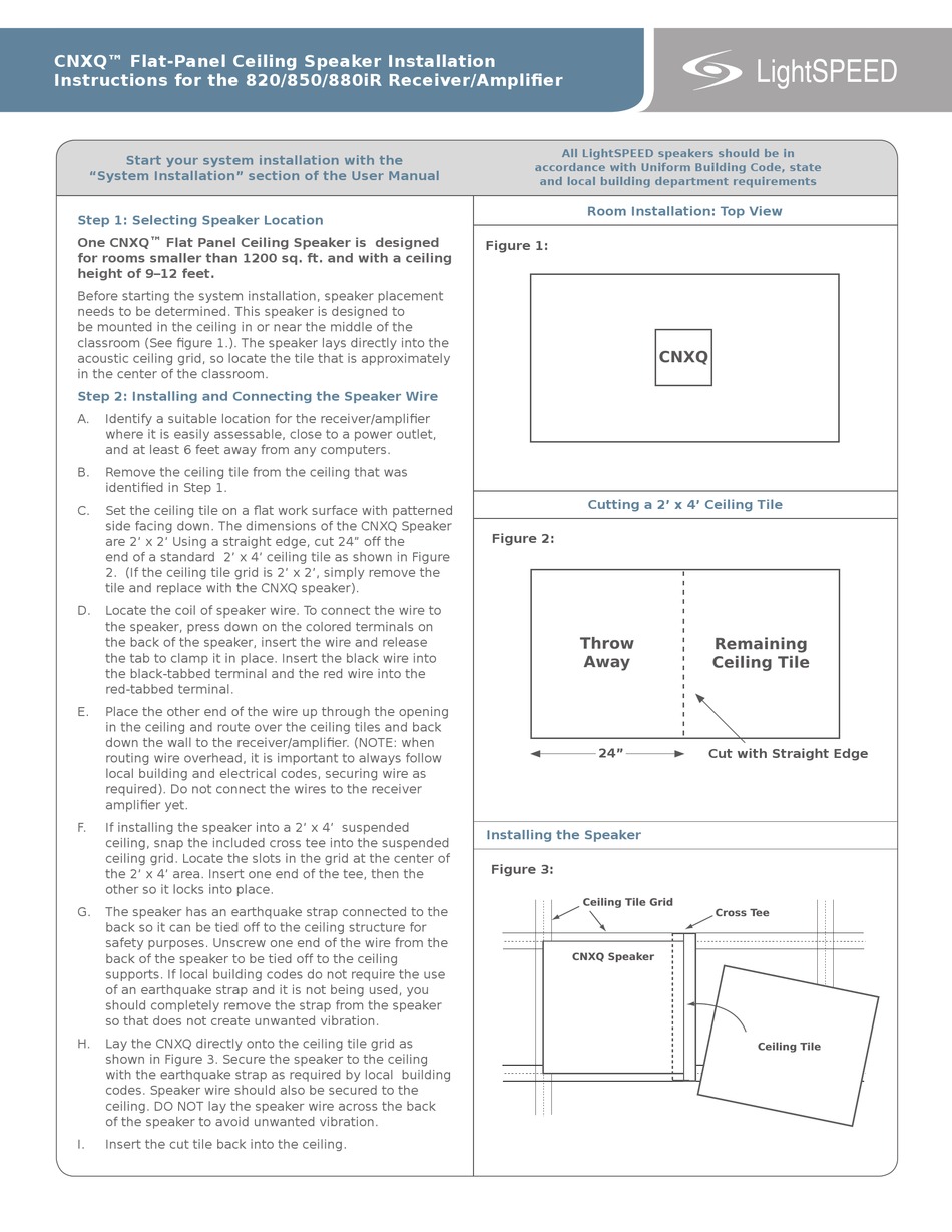 LIGHTSPEED TECHNOLOGIES CNXQ 820 INSTALLATION INSTRUCTIONS Pdf Download ManualsLib