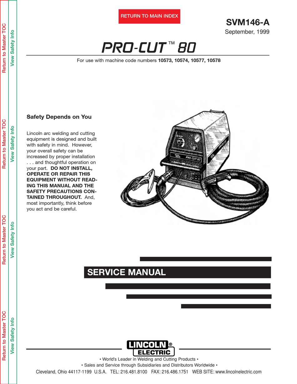 LINCOLN ELECTRIC PRO-CUT SVM146-A SERVICE MANUAL Pdf Download | ManualsLib