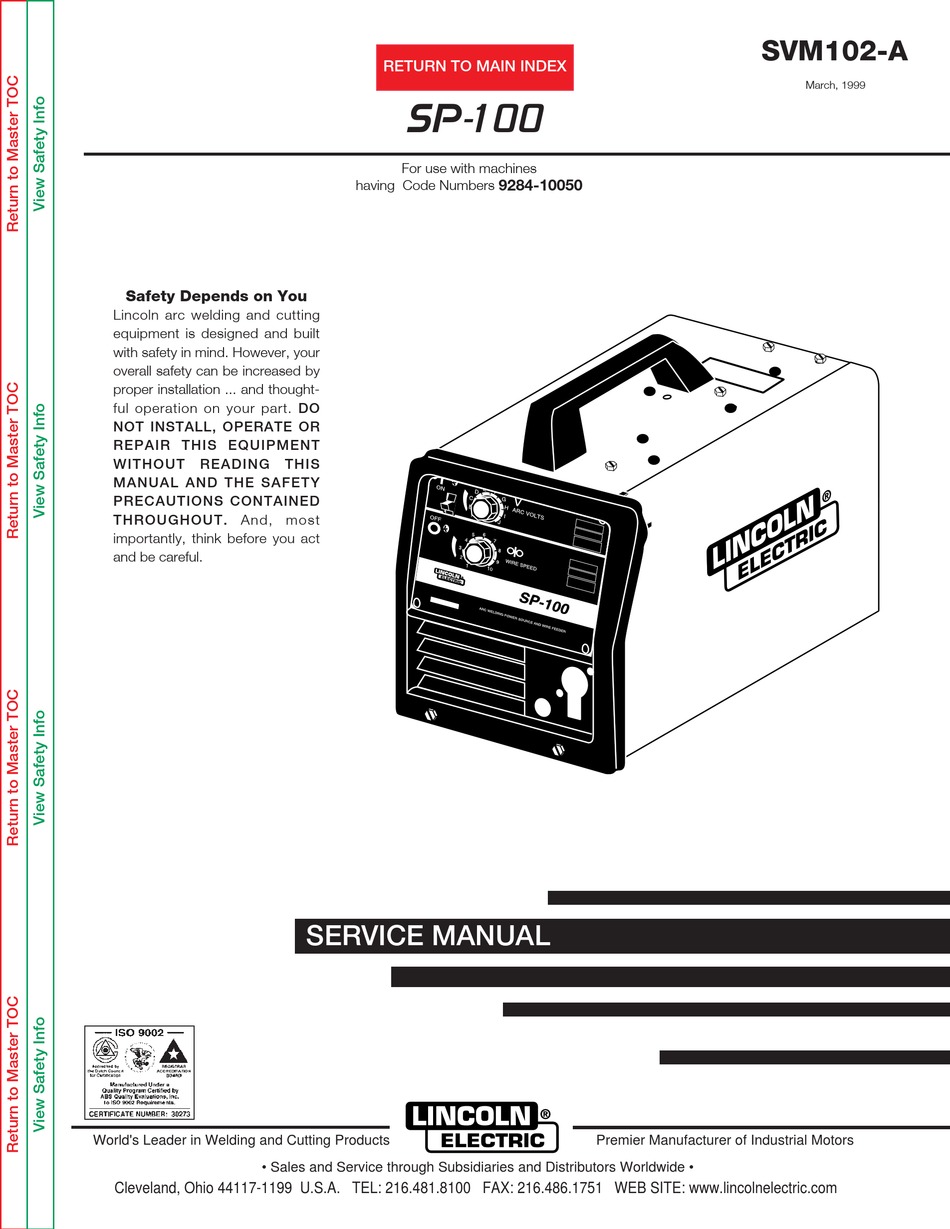 Lincoln Electric Sp 100 Service Manual Pdf Download Manualslib