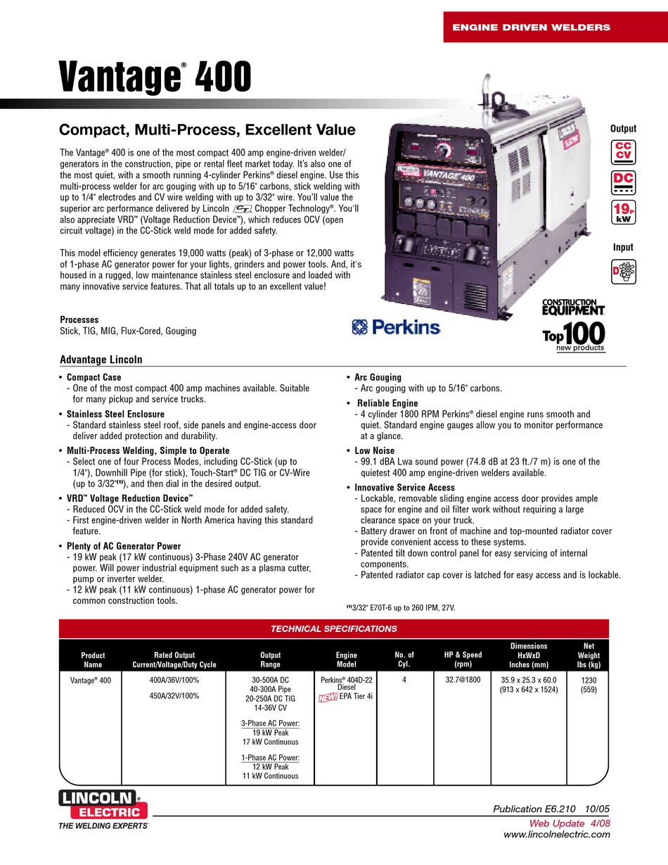 LINCOLN ELECTRIC 404D-22 BROCHURE Pdf Download | ManualsLib