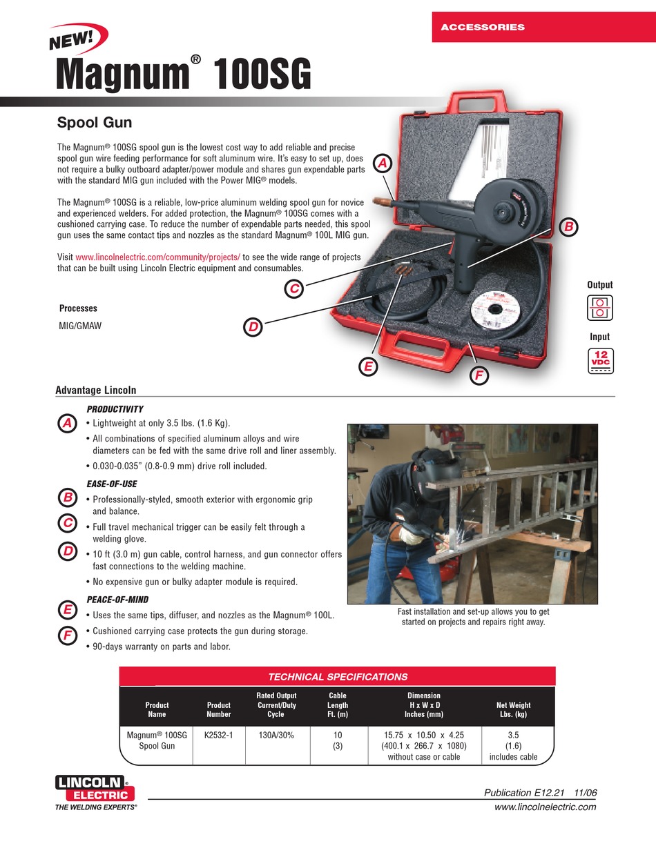 LINCOLN ELECTRIC MAGNUM 100SG TECHNICAL SPECIFICATIONS Pdf Download ...