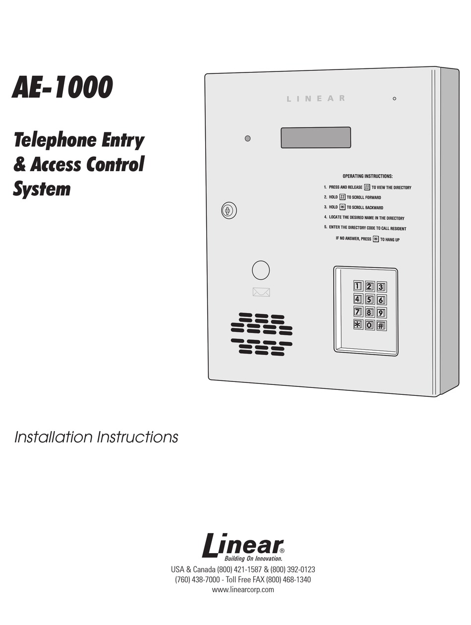 LINEAR AE-1000 INSTALLATION INSTRUCTIONS MANUAL Pdf Download | ManualsLib