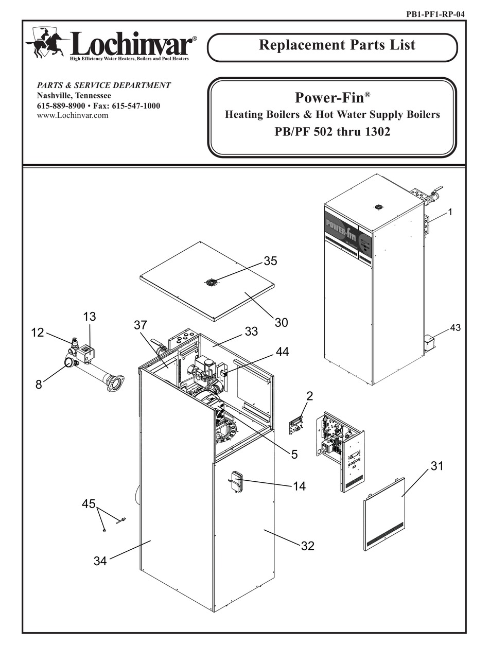 LOCHINVAR POWER-FIN PB/PF 502 REPLACEMENT PARTS LIST Pdf Download