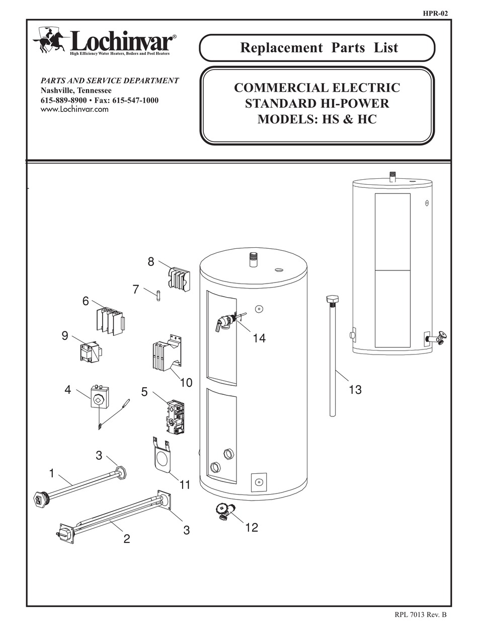 LOCHINVAR HC REPLACEMENT PARTS LIST Pdf Download | ManualsLib