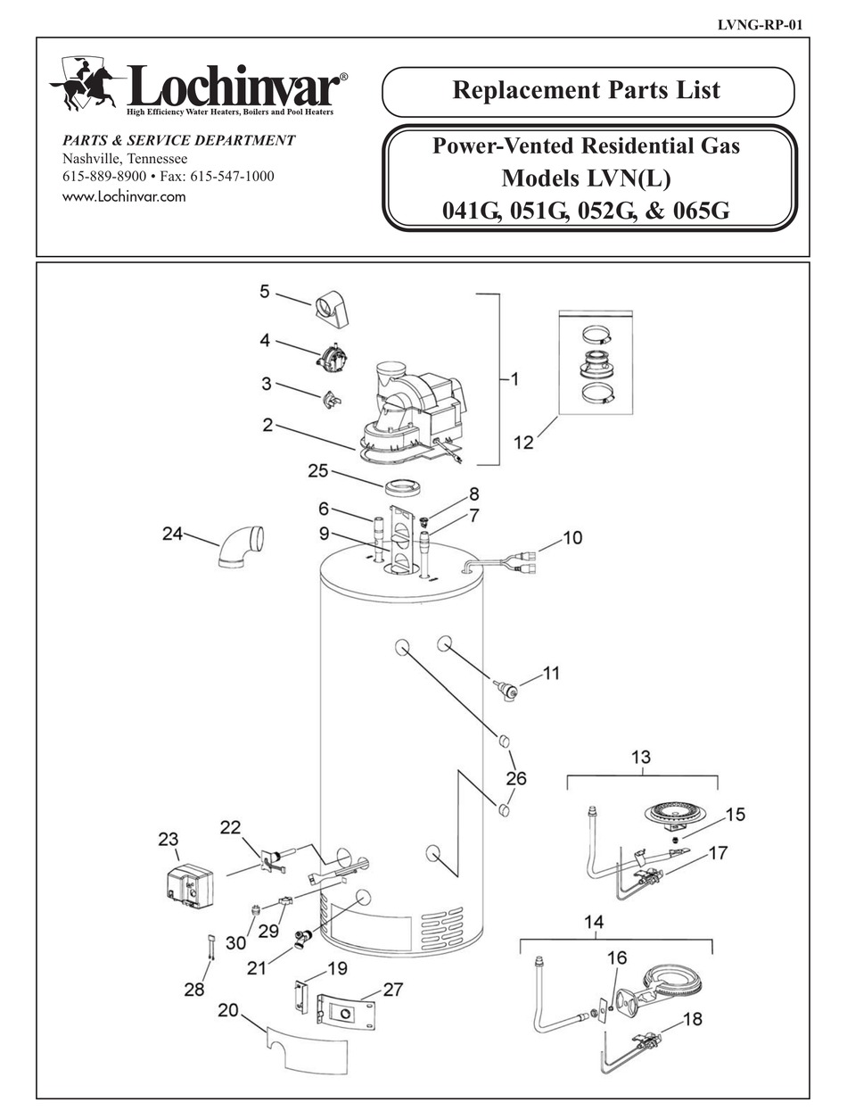 LOCHINVAR LVN(L) 041G REPLACEMENT PARTS LIST Pdf Download ManualsLib
