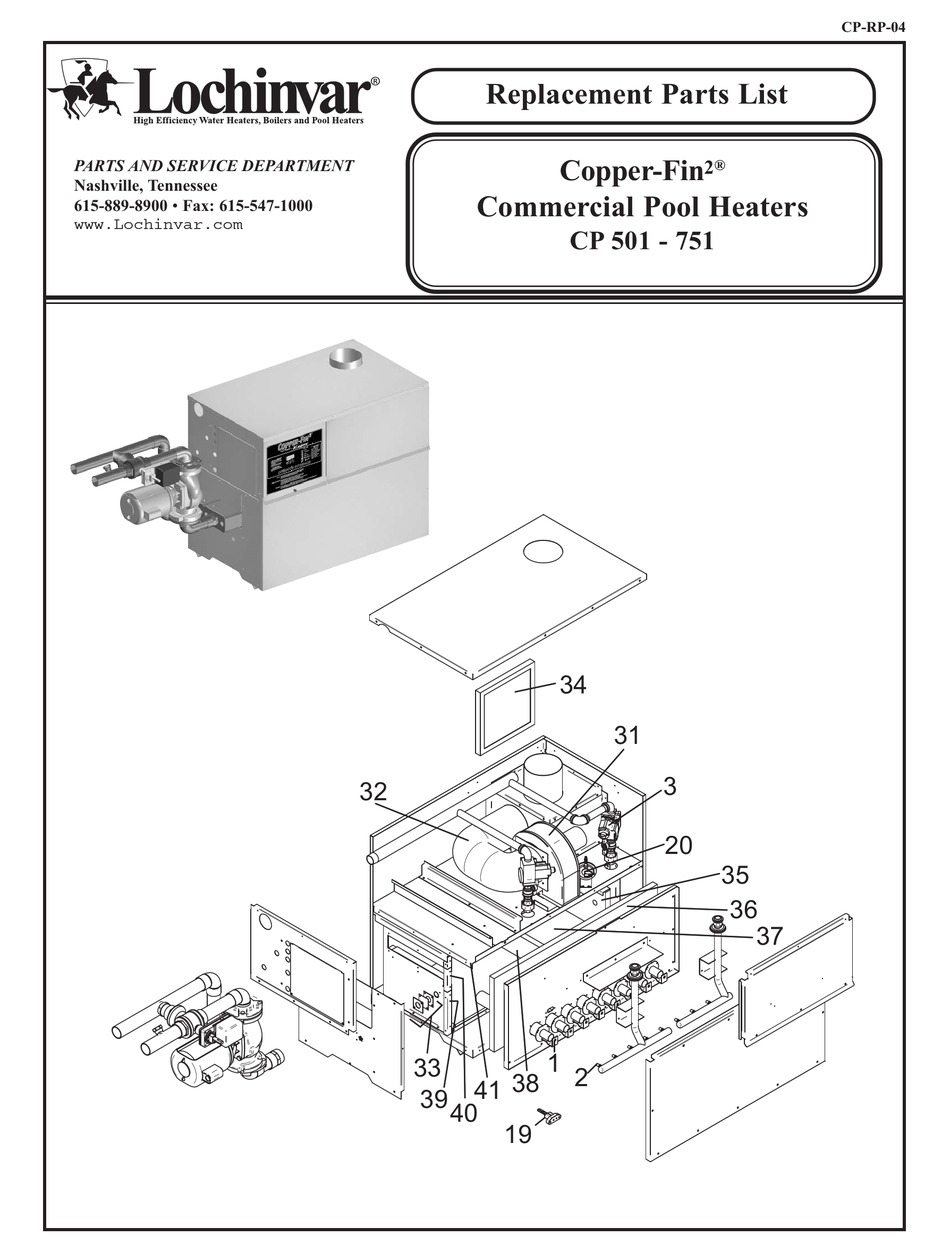 LOCHINVAR COPPERFIN2 CP 501 751 REPLACEMENT PARTS LIST Pdf Download