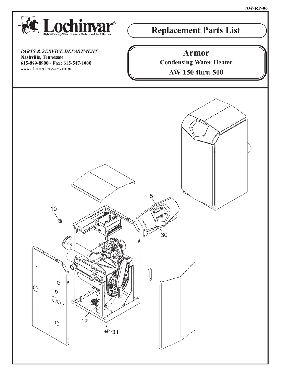 LOCHINVAR ARMOR AW 150 THRU 500 REPLACEMENT PARTS LIST Pdf Download