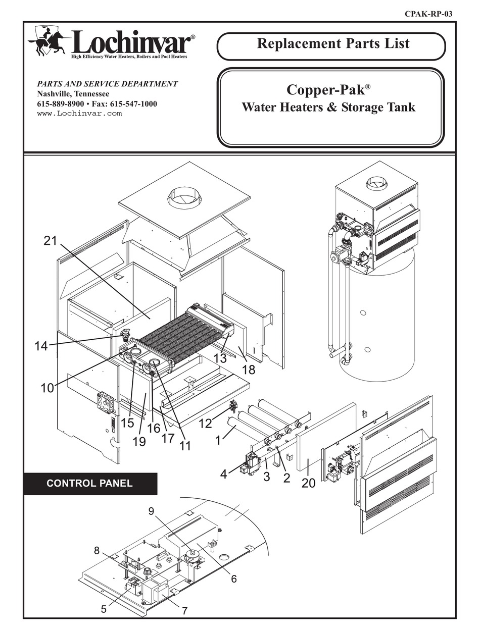 LOCHINVAR COPPER-PAK REPLACEMENT PARTS LIST Pdf Download | ManualsLib