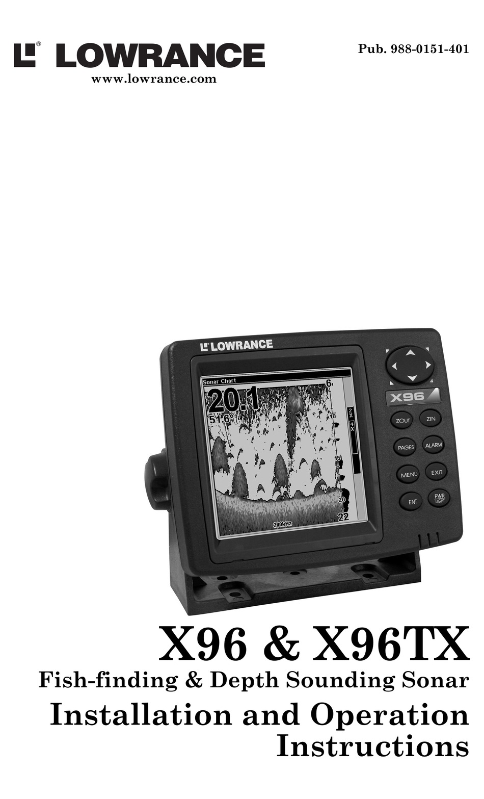 LOWRANCE X96 INSTALLATION AND OPERATION INSTRUCTIONS MANUAL Pdf