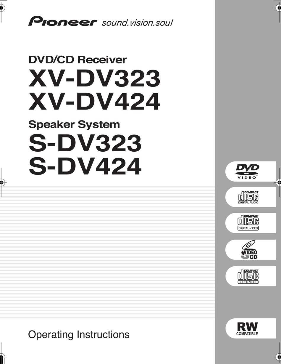 Specifications - Pioneer S-DV323 Operating Instructions Manual