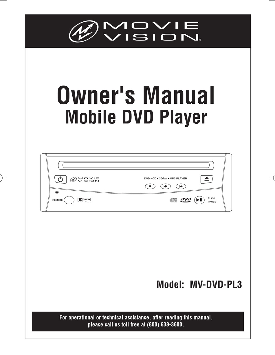 MOVIE VISION MV DVD PL3 OWNER S MANUAL Pdf Download ManualsLib