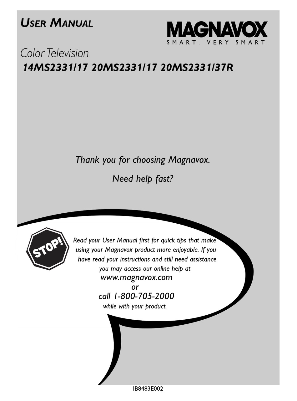MAGNAVOX 14MS2331/17, 20MS2331/17, 20MS2331/37R USER MANUAL Pdf