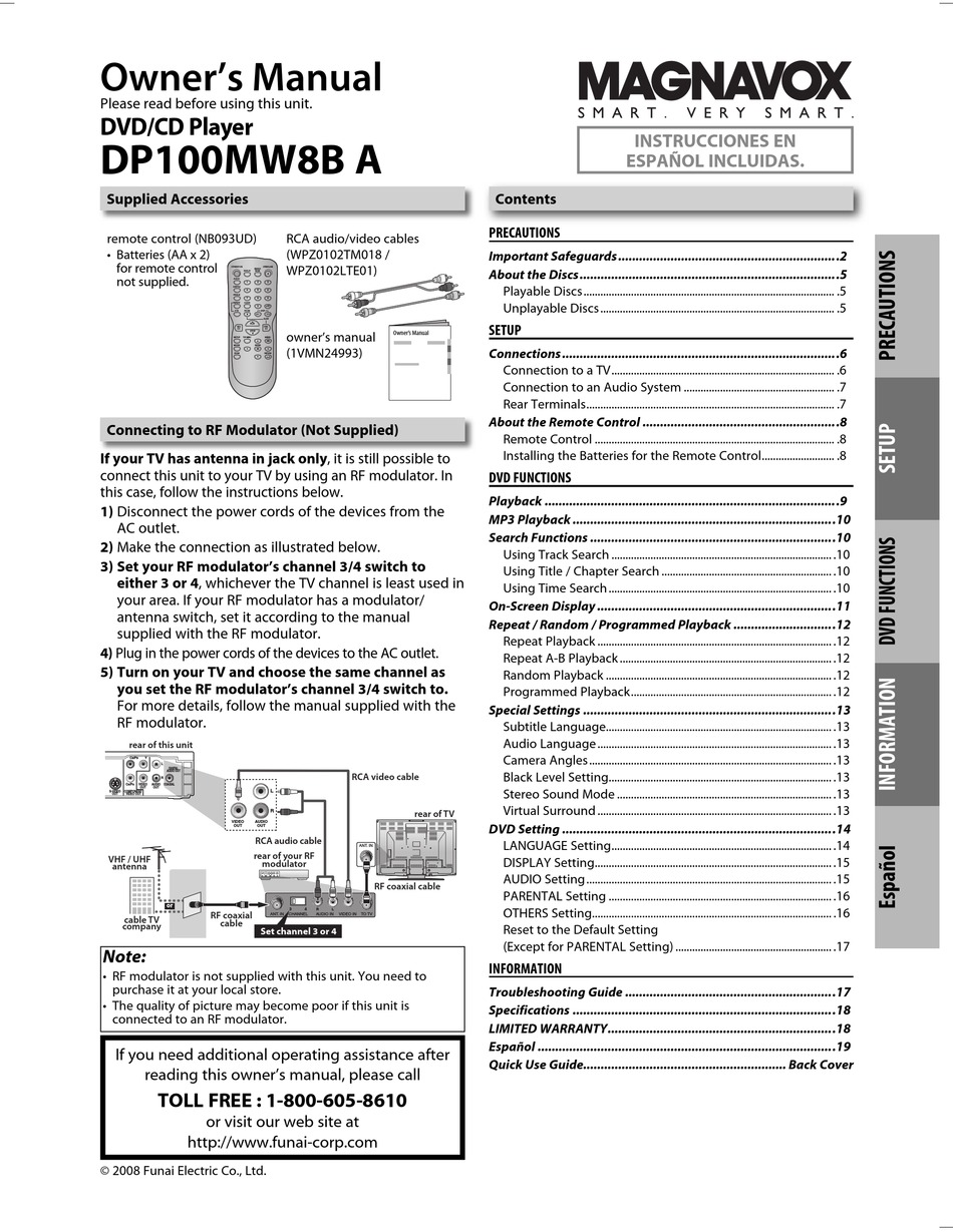 MAGNAVOX DP100MW8B A OWNER'S MANUAL Pdf Download | ManualsLib