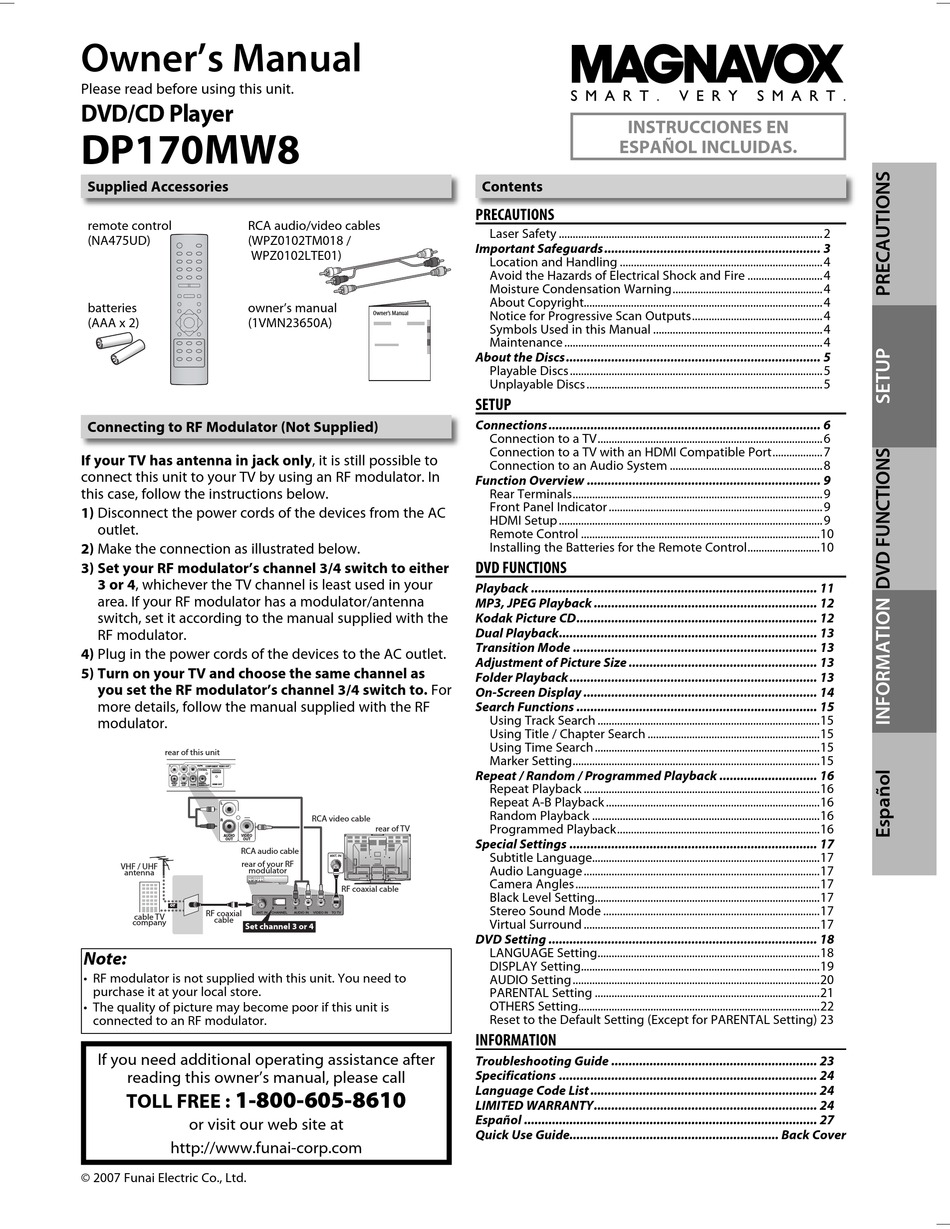 MAGNAVOX DP170MW8 OWNER'S MANUAL Pdf Download | ManualsLib