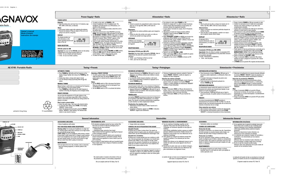 MAGNAVOX AE 6745 OWNER S MANUAL Pdf Download ManualsLib