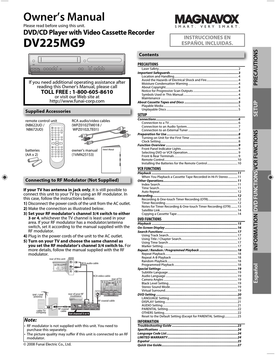 MAGNAVOX DV225MG9 OWNER'S MANUAL Pdf Download | ManualsLib