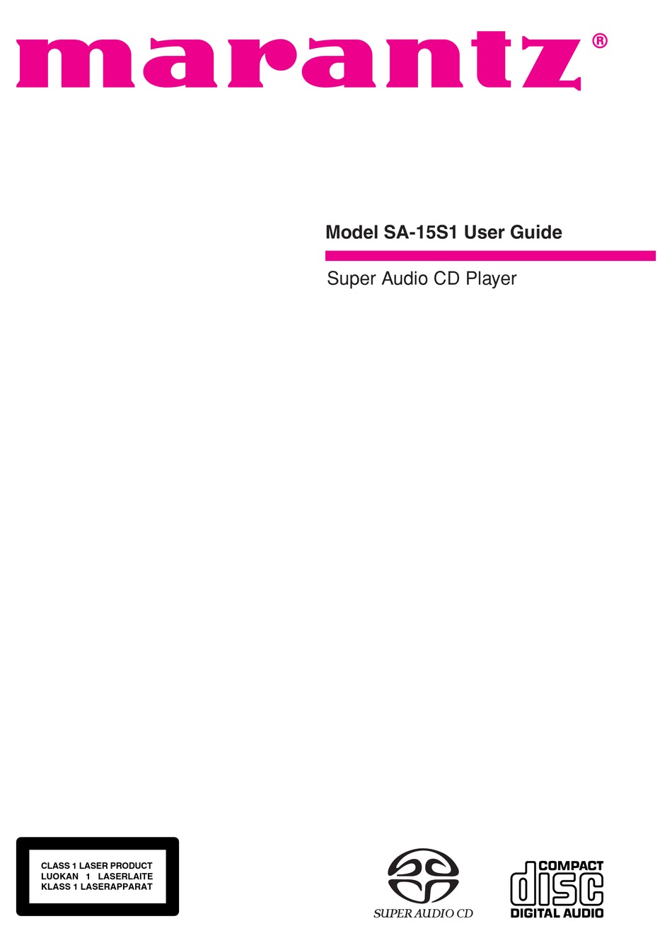 MARANTZ SA-15S1 USER MANUAL Pdf Download | ManualsLib