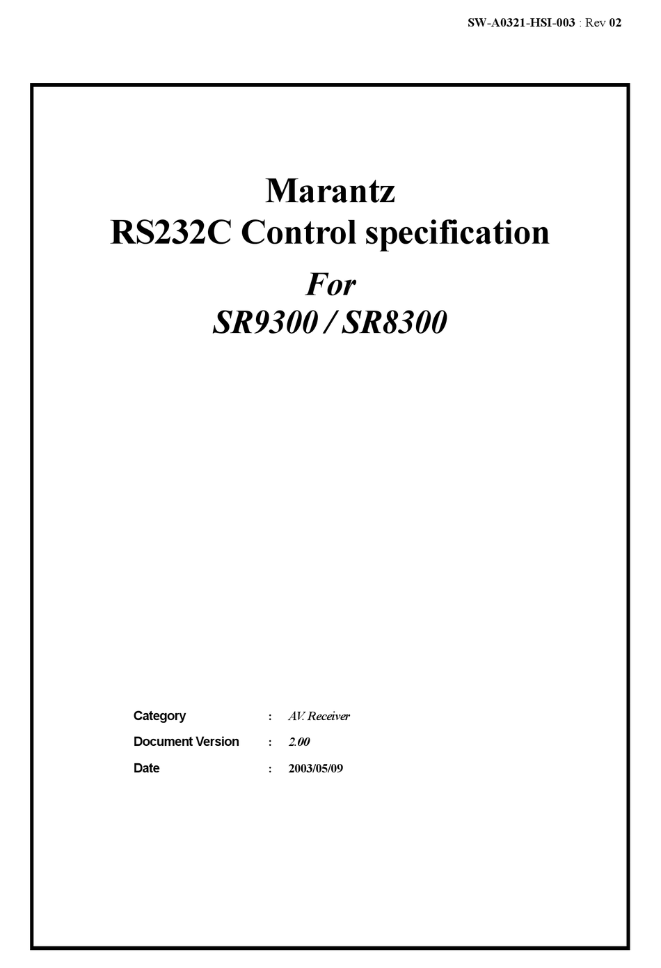 MARANTZ SR8300 SPECIFICATION Pdf Download | ManualsLib