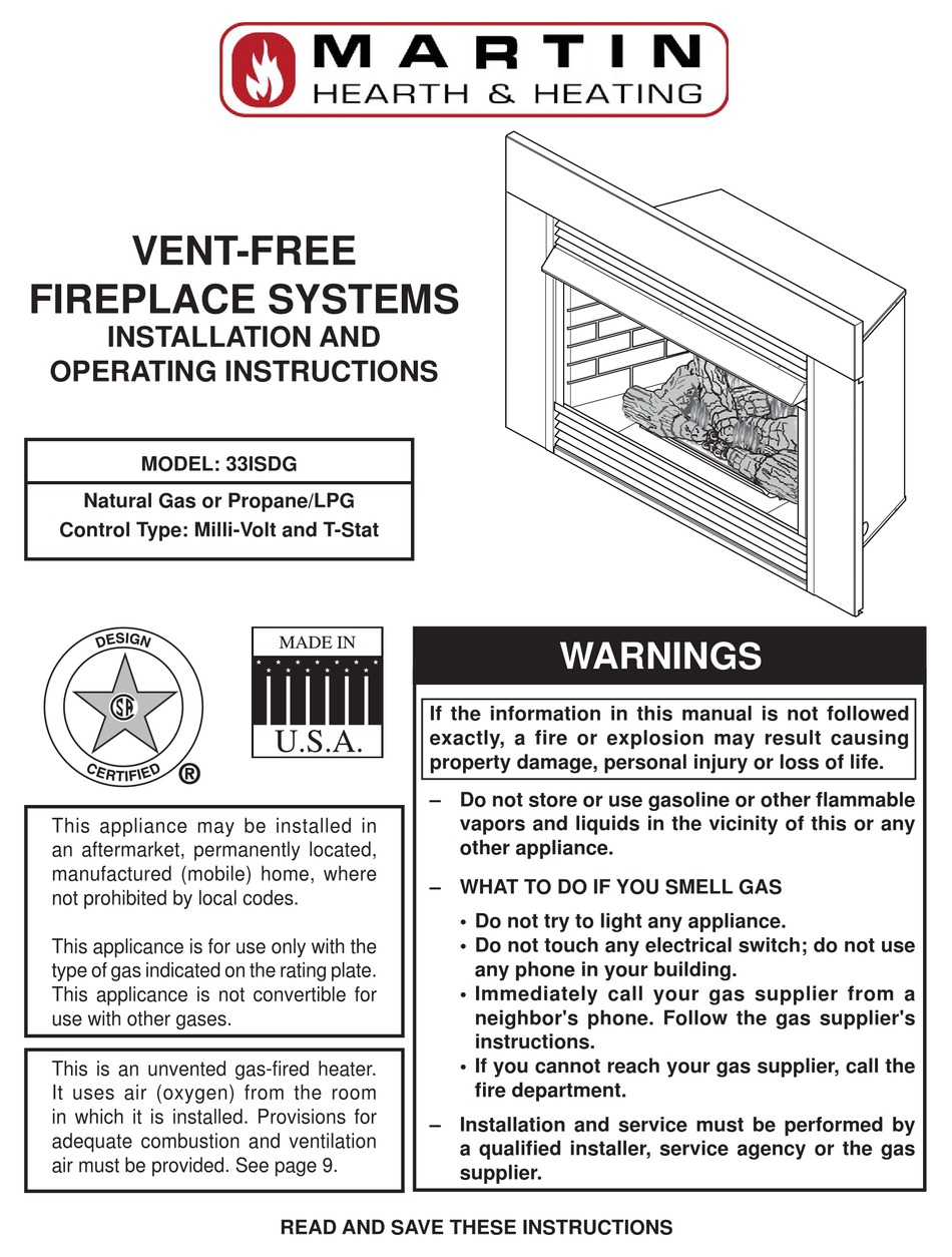Martin Vent Free Fireplace Systems, Martin Gas Fireplace Replacement Parts
