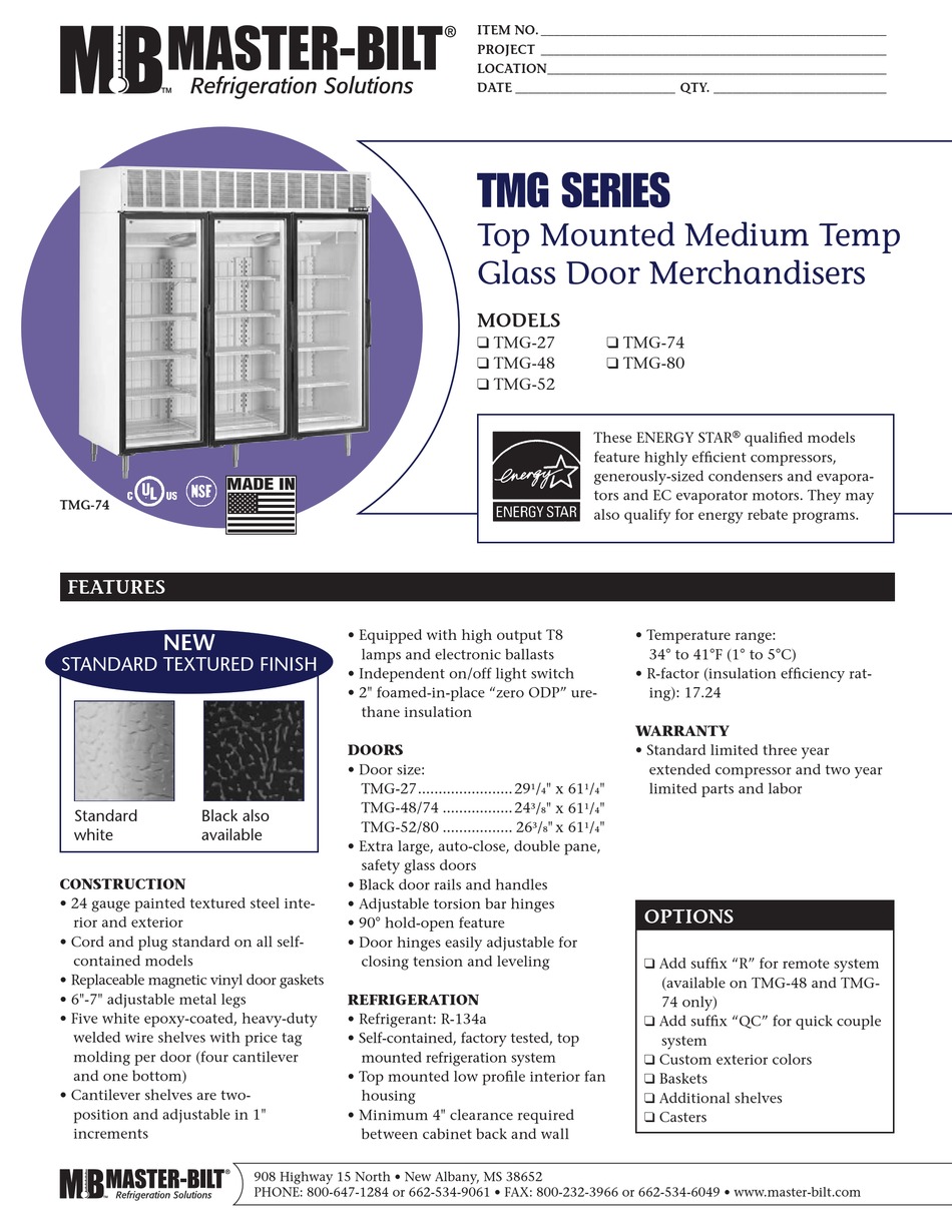 MASTER BILT TMG27 SPECIFICATION SHEET Pdf Download ManualsLib