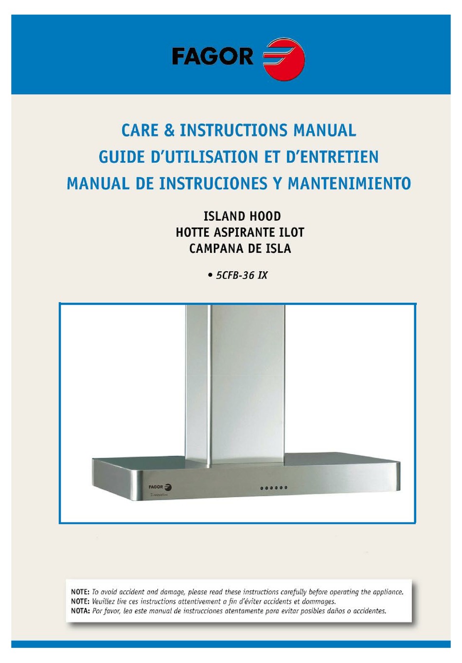 FAGOR SCFB36 IX CARE & INSTRUCTION MANUAL Pdf Download ManualsLib