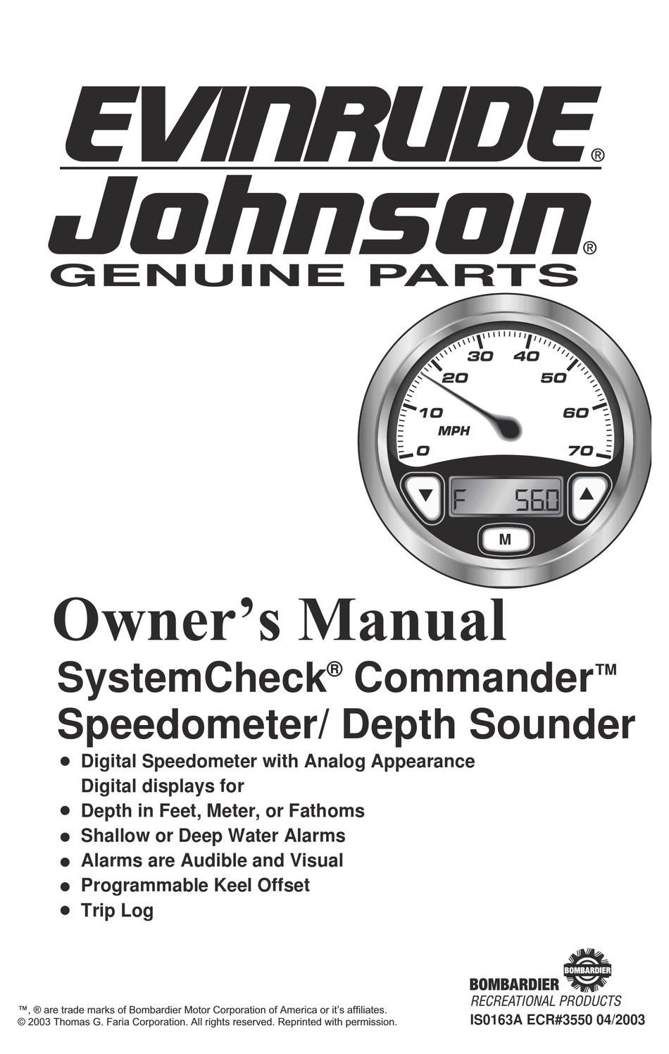 EVINRUDE SPEEDOMETER/DEPTH SOUNDER OWNER'S MANUAL Pdf Download ManualsLib