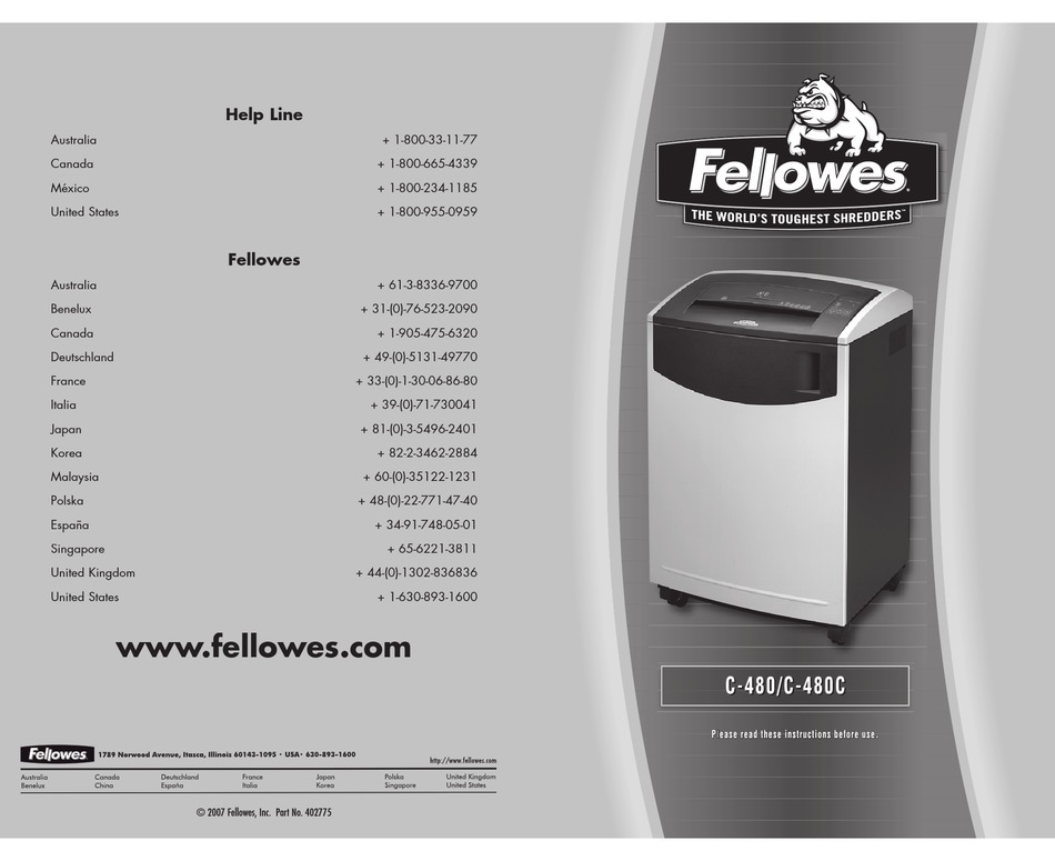 FELLOWES C480 USER MANUAL Pdf Download ManualsLib