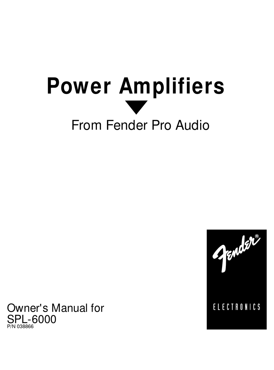 FENDER SPL6000P OWNER'S MANUAL Pdf Download ManualsLib
