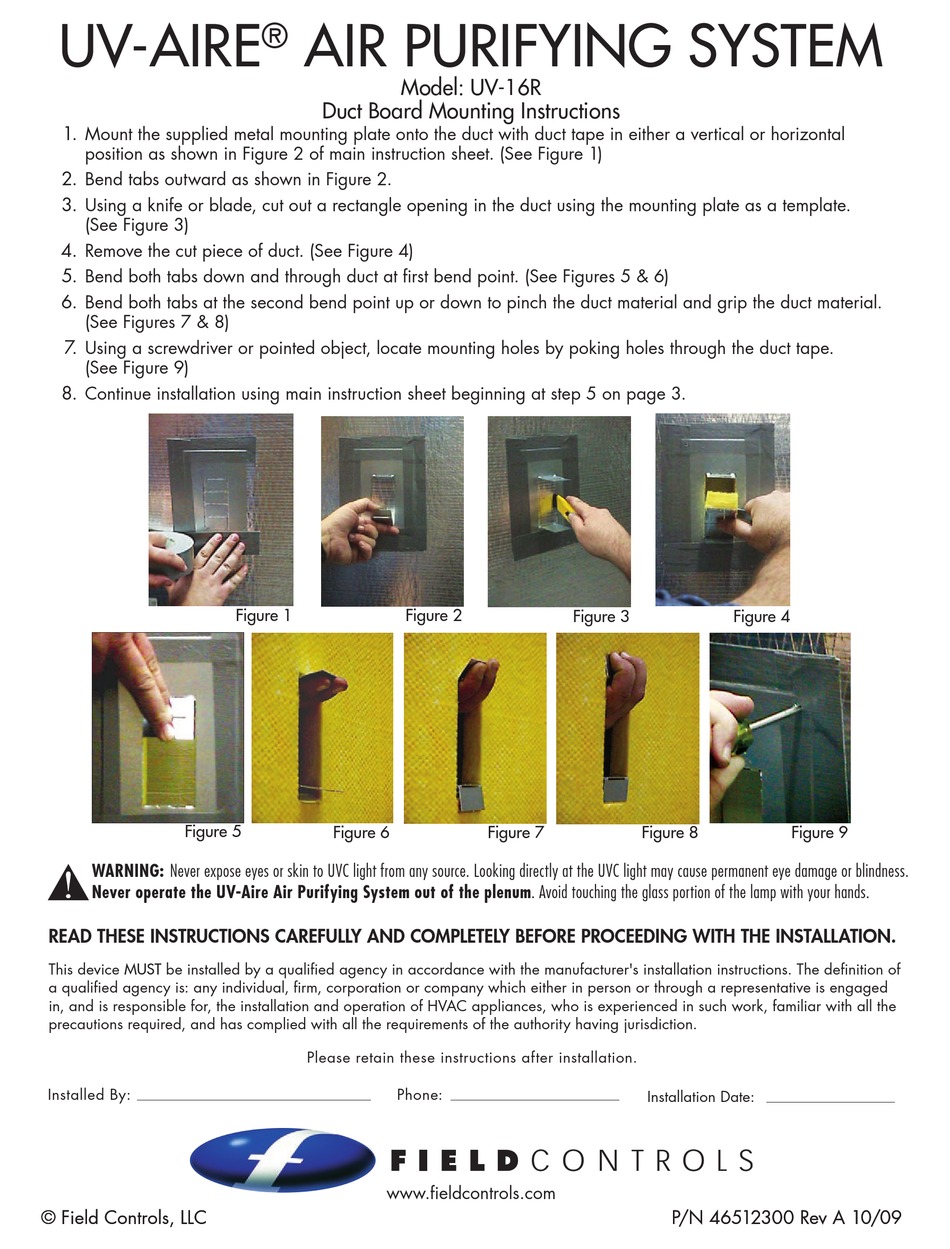 FIELD CONTROLS UVAIRE 46512300 INSTRUCTION MANUAL Pdf Download