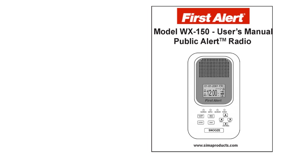 FIRST ALERT PUBLIC ALERT WX-150 USER MANUAL Pdf Download | ManualsLib