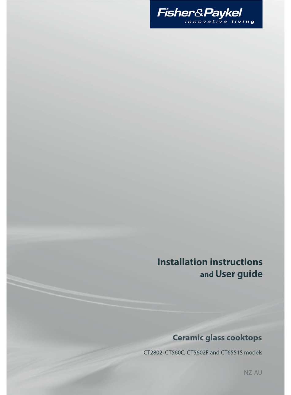 FISHER & PAYKEL CT2802 INSTALLATION INSTRUCTIONS AND USER MANUAL Pdf ...