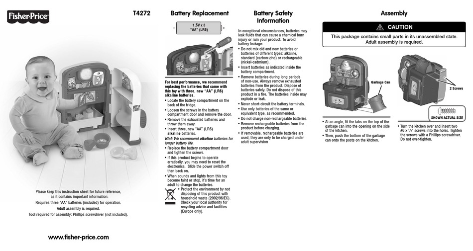 FISHER-PRICE T4272 INSTRUCTION SHEET Pdf Download | ManualsLib