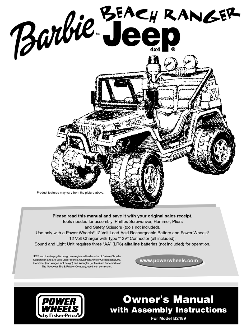 Power wheels jeep wrangler cheap owners manual