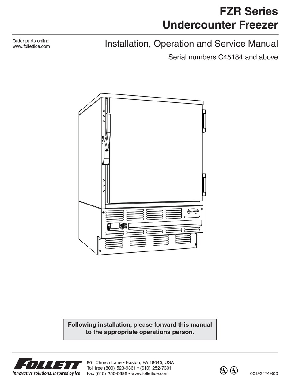 FOLLETT FZR SERIES INSTALLATION & SERVICE MANUAL Pdf Download ManualsLib