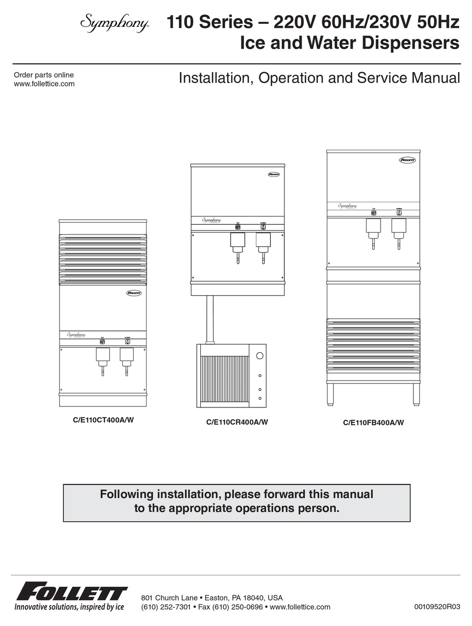 FOLLETT 110 SERIES INSTALLATION & SERVICE MANUAL Pdf Download | ManualsLib