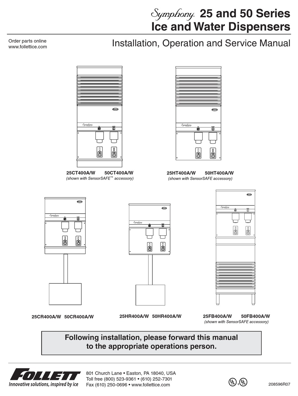 FOLLETT 25 INSTALLATION, OPERATION & SERVICE MANUAL Pdf Download