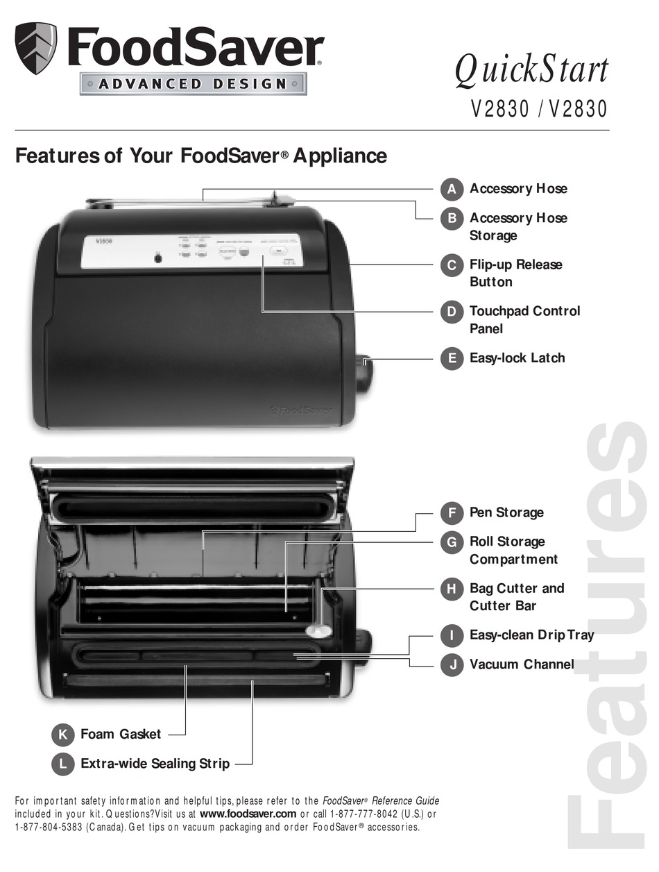 FOODSAVER V2820 QUICK START MANUAL Pdf Download ManualsLib