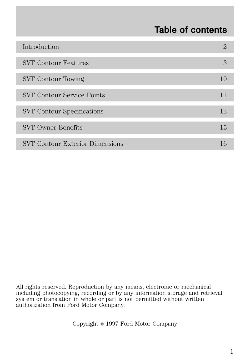 Ford 1998 Contour Owner S Manual Pdf Download Manualslib