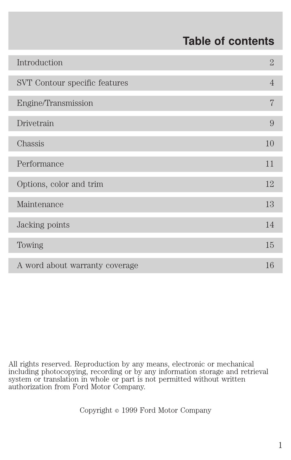 Ford 2000 Contour Owner S Manual Pdf Download Manualslib