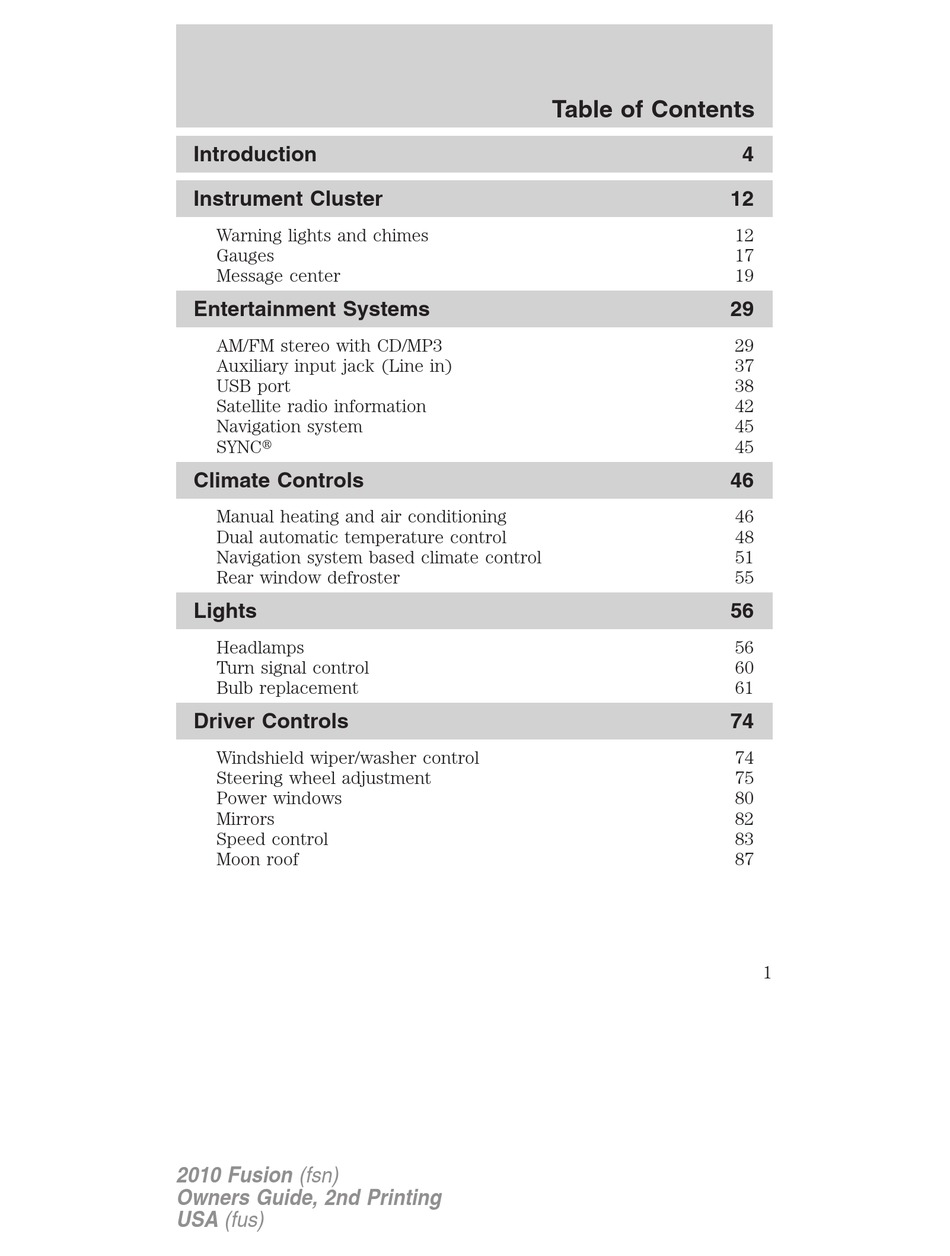 2010 Ford Fusion Engine