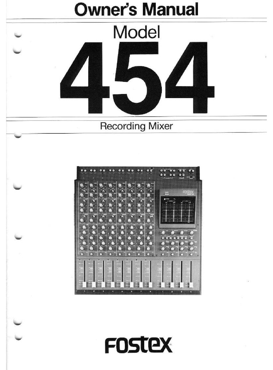 FOSTEX 454 OWNER'S MANUAL Pdf Download | ManualsLib