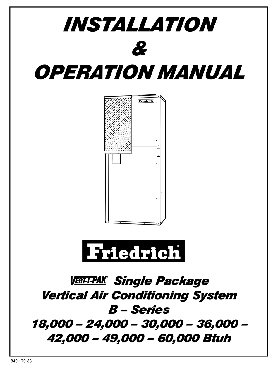 FRIEDRICH 0 INSTALLATION AND OPERATION MANUAL Pdf Download | ManualsLib