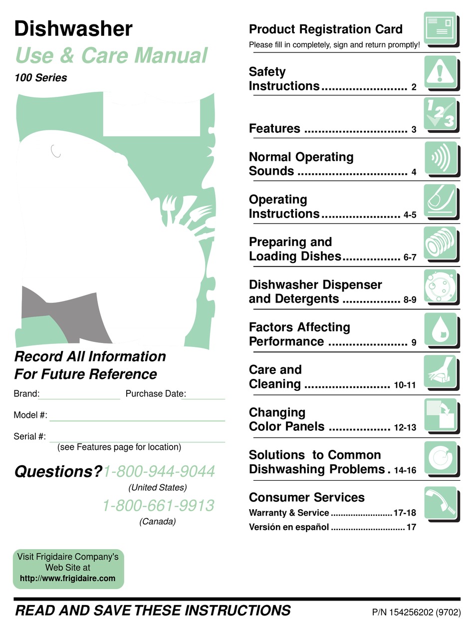 FRIGIDAIRE 100 SERIES USE & CARE MANUAL Pdf Download | ManualsLib