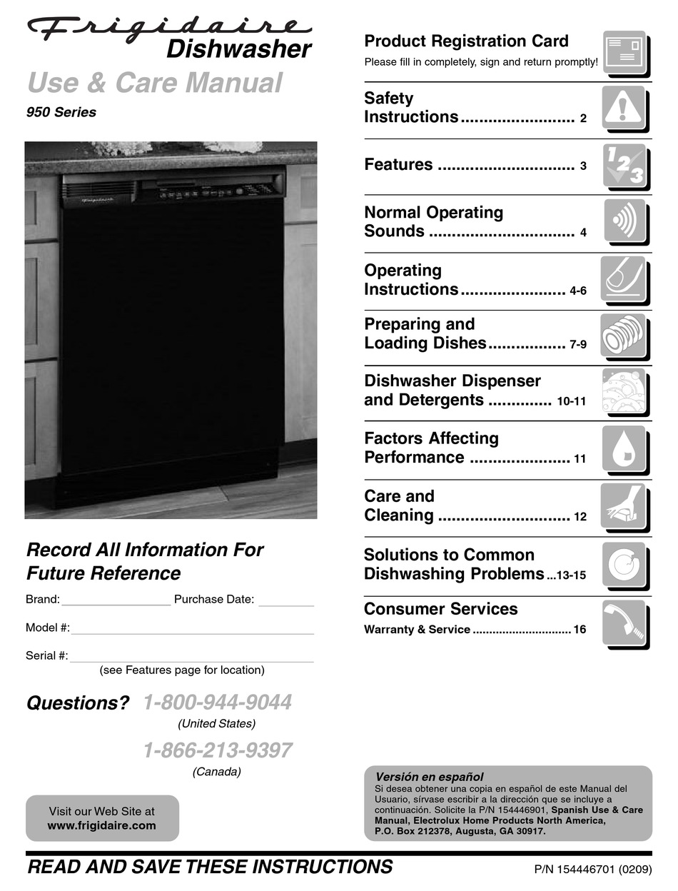 FRIGIDAIRE 950 SERIES USE & CARE MANUAL Pdf Download | ManualsLib