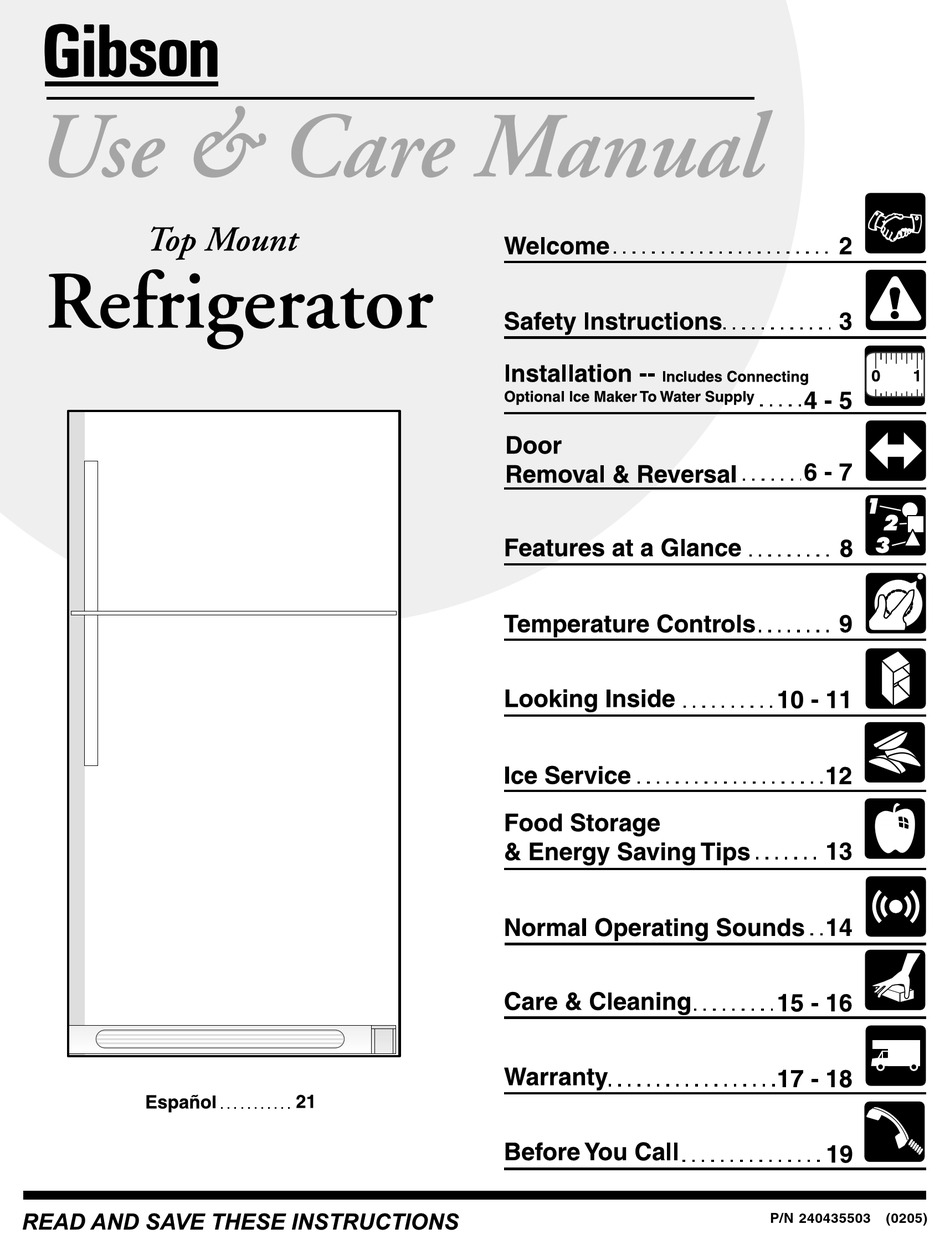 GIBSON FRIGIDAIRE USE AND CARE MANUAL Pdf Download | ManualsLib