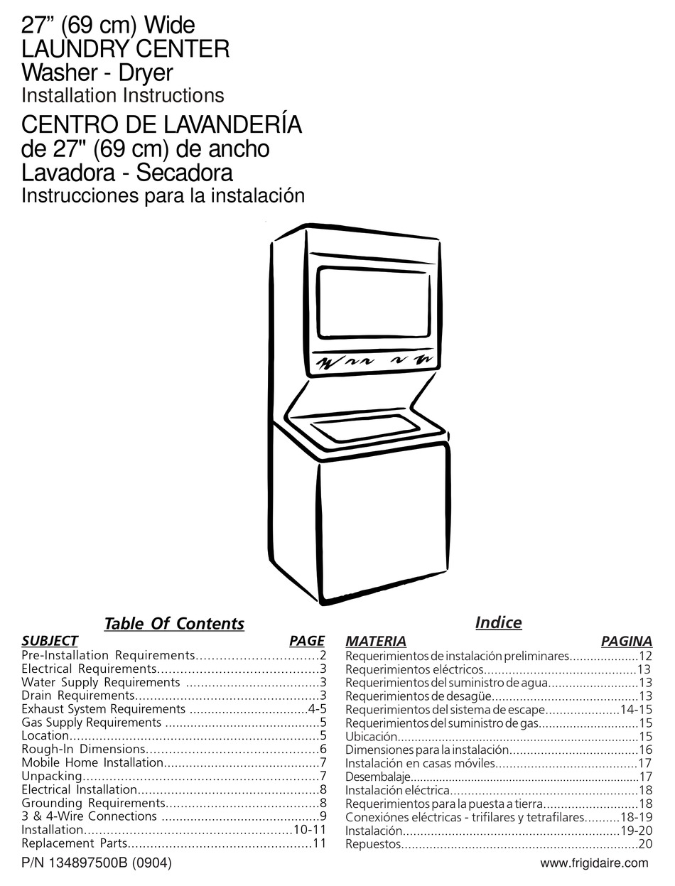 FRIGIDAIRE 134897500B INSTALLATION INSTRUCTIONS MANUAL Pdf Download