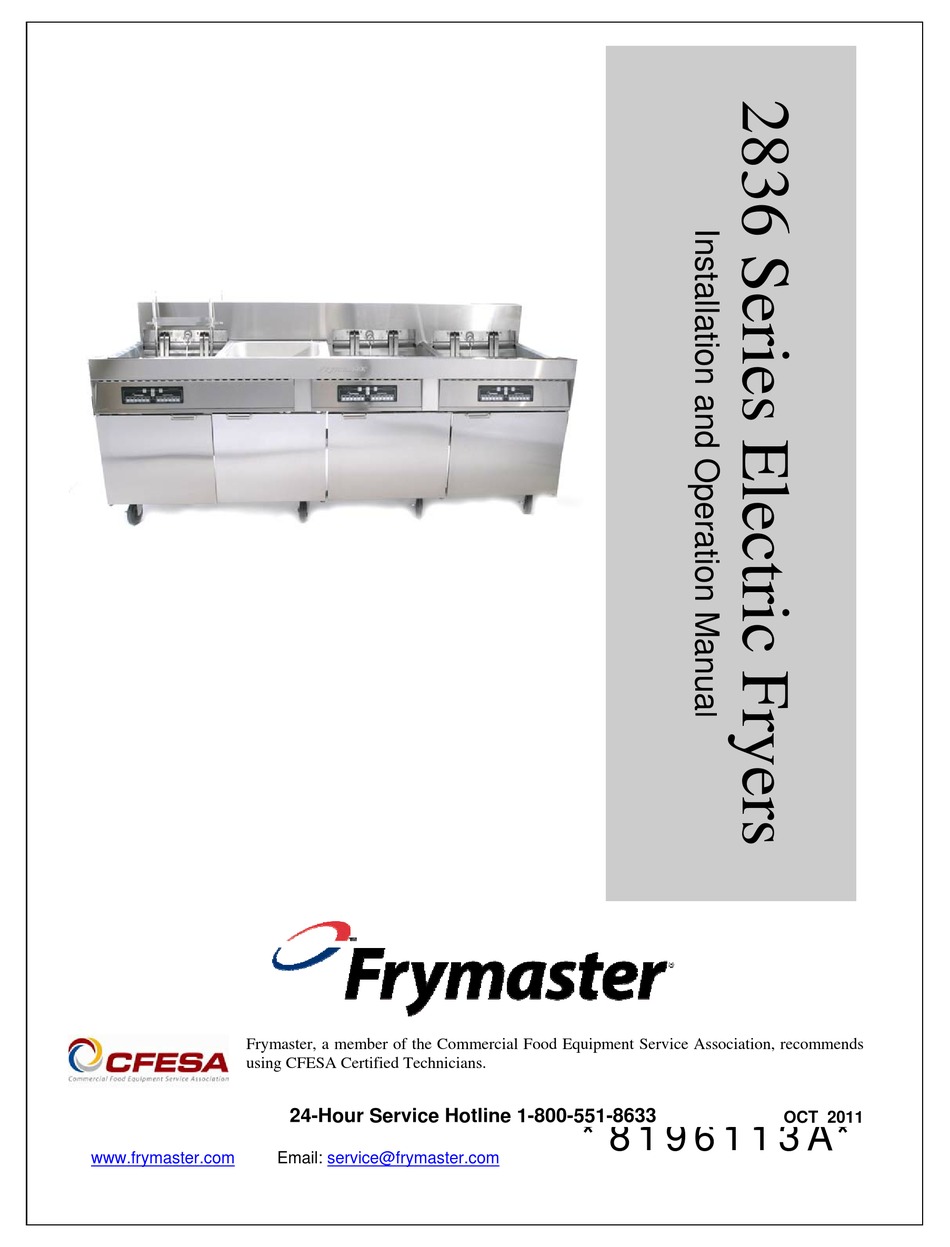 FRYMASTER 2836 SERIES INSTALLATION AND OPERATION MANUAL Pdf Download