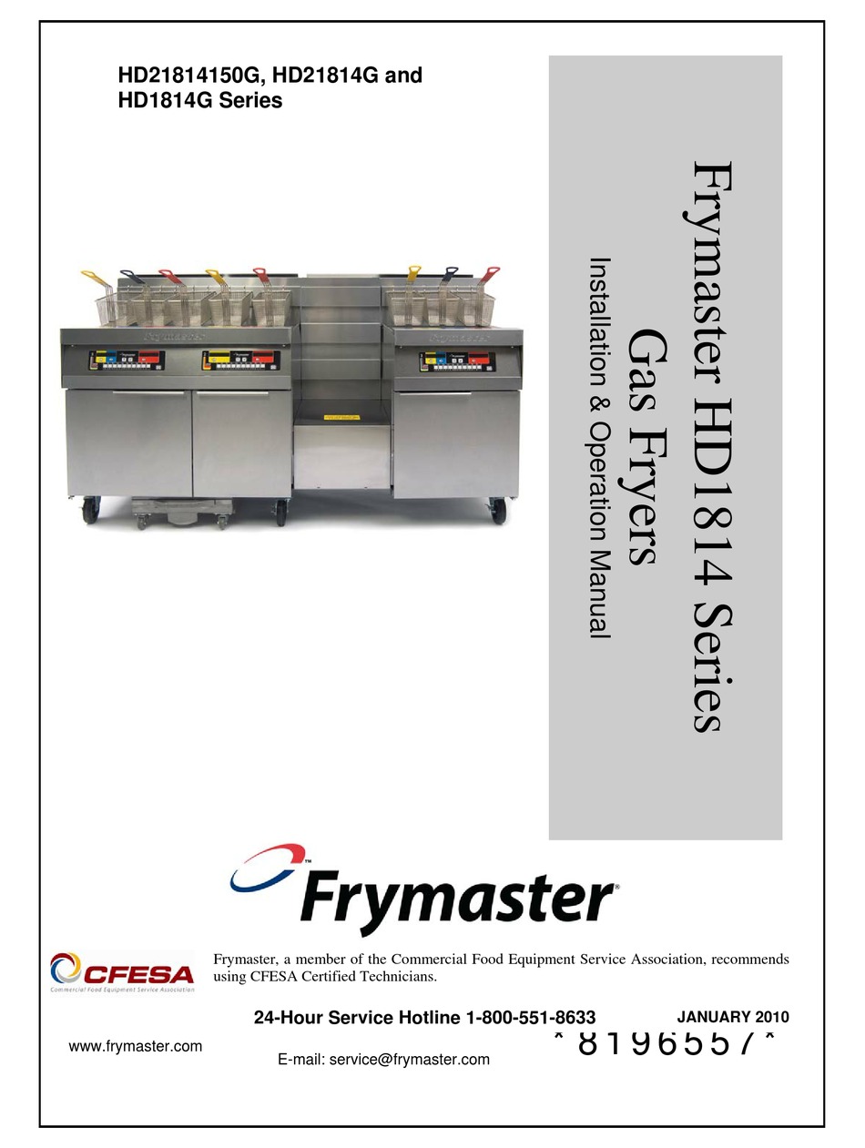 FRYMASTER HD1814 SERIES HD1814G INSTALLATION & OPERATION MANUAL Pdf ...