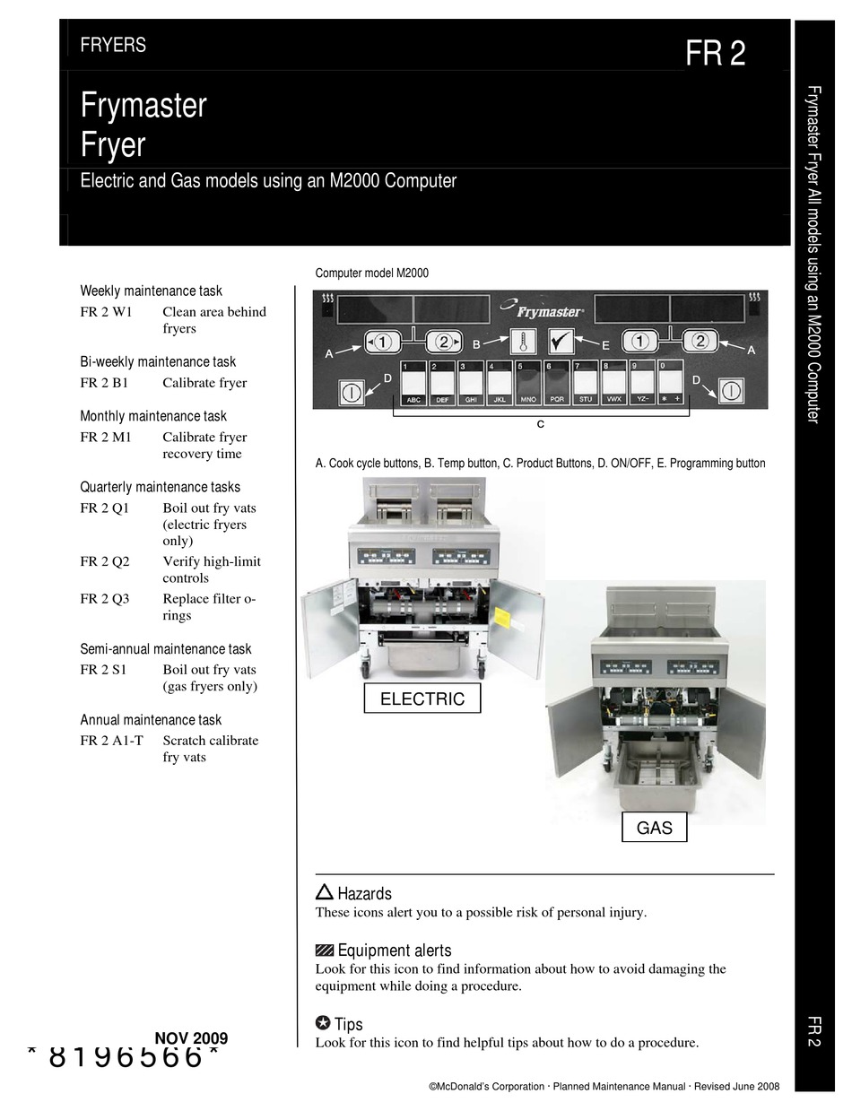 FRYMASTER M2000 USER MANUAL Pdf Download ManualsLib